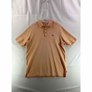Tommy Bahama Men Golf Polo Shirt M Orange Button Collared Beach Embroidered Logo